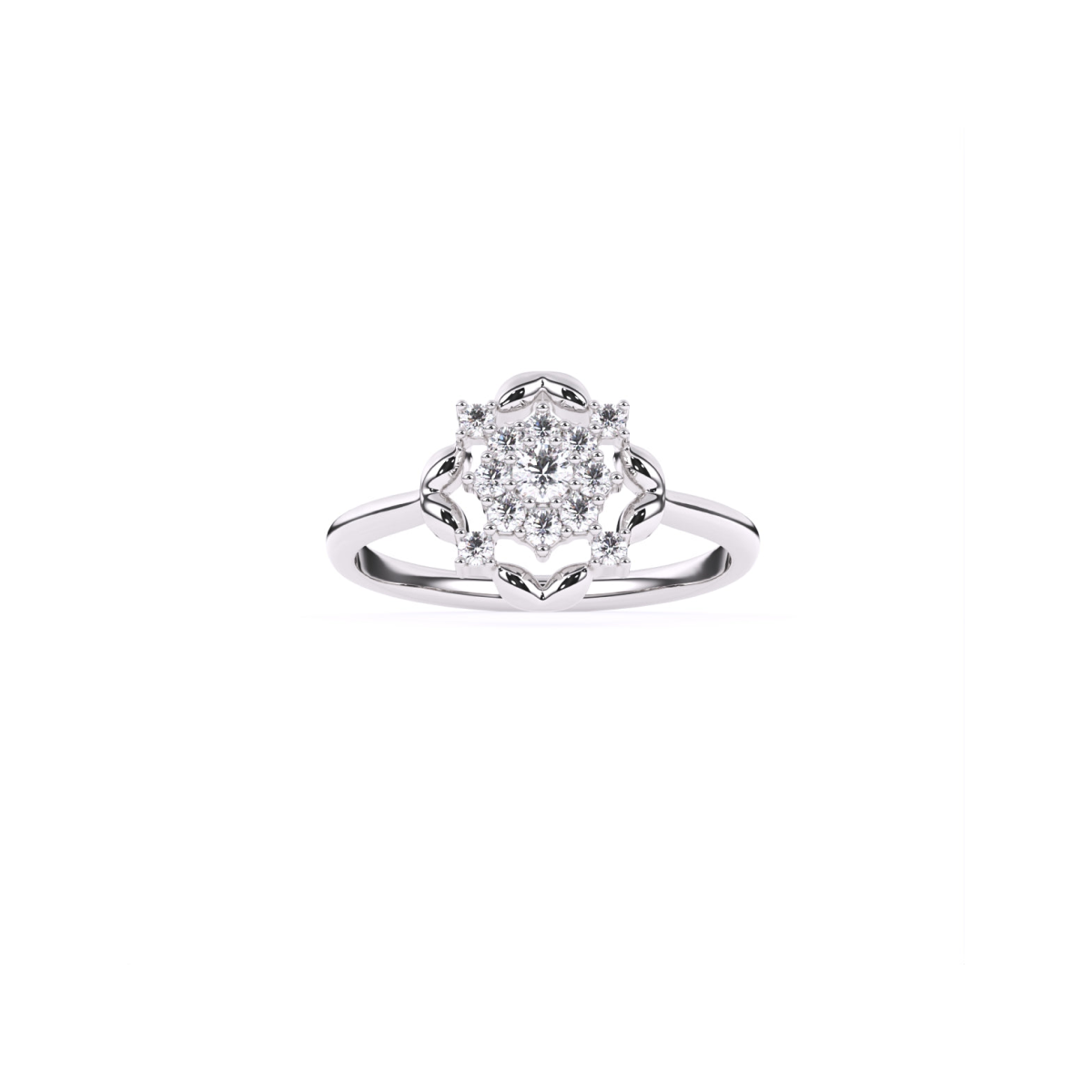 Round Fancy Geometric Pattern 14K Gold Diamond Ring
